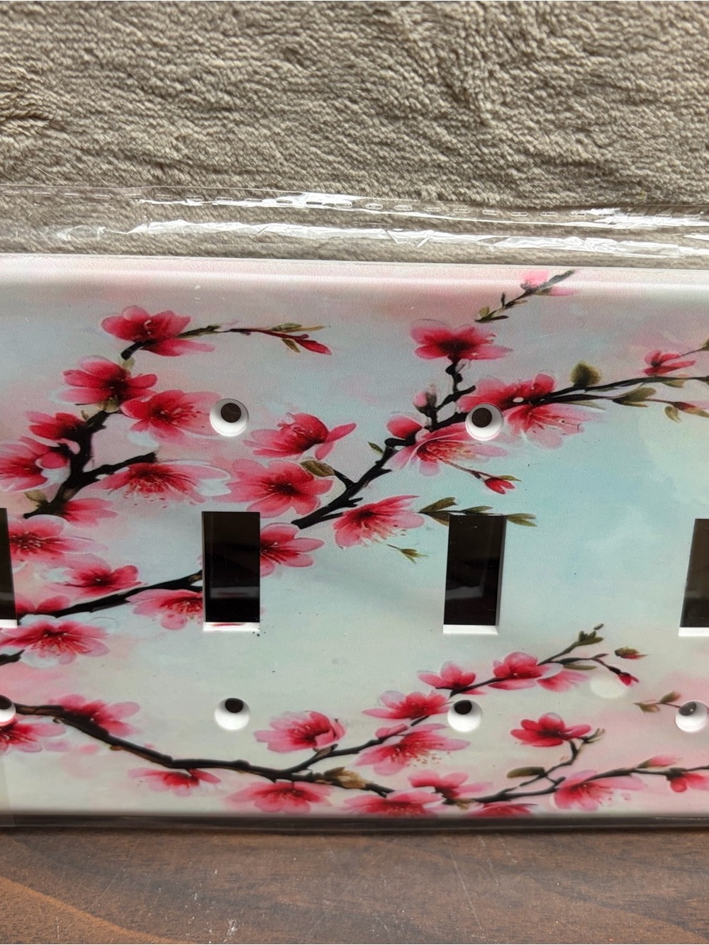 Floral Cherry Blossom Triple Toggle Wall Plate - Pink